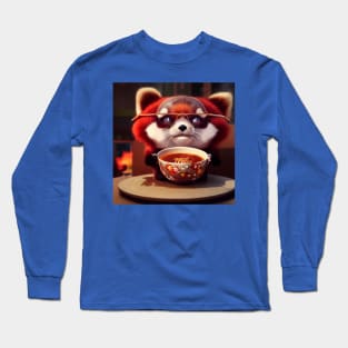 Kawaii Red Panda Eating Ramen Long Sleeve T-Shirt